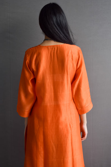 Buy Orange Soft Velvet Embellished Nargis Work Kurta With Flared Pant For  Women by Roze Online at Aza Fashions.
